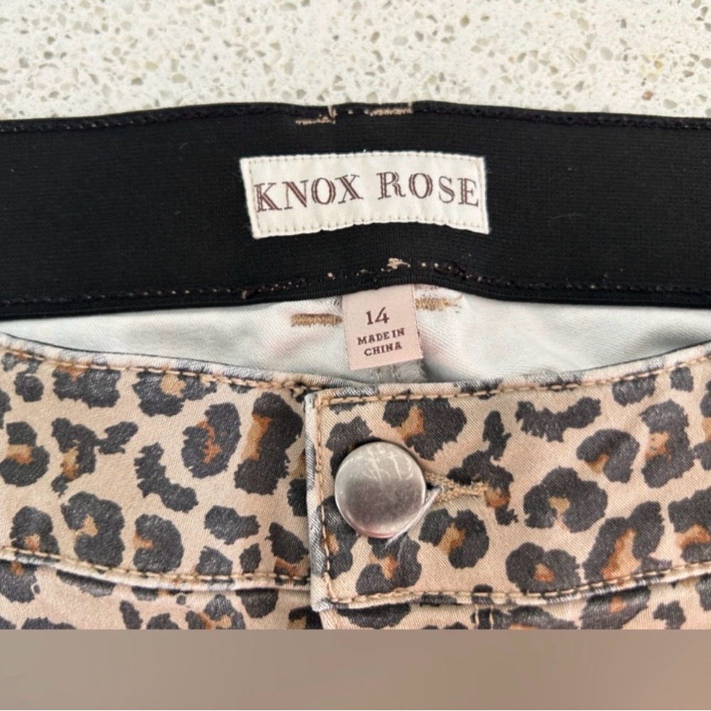 Knox Rose Size 14 Leopard Print High-Waist Skinny Pants - Taupe, Black & Brown - Picture 3 of 7